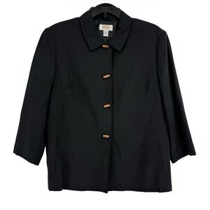 TALBOTS Women’s Blazer Jacket Size 14 Silk Linen Lined Barrel Button Vintage